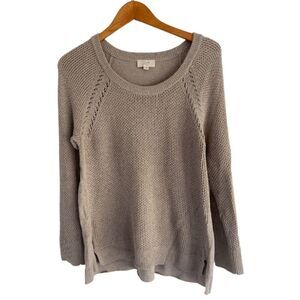 Loft Outlet Sweater  Brown Pullover Round Neck Long Sleeve Hi-Low Knit Sz M